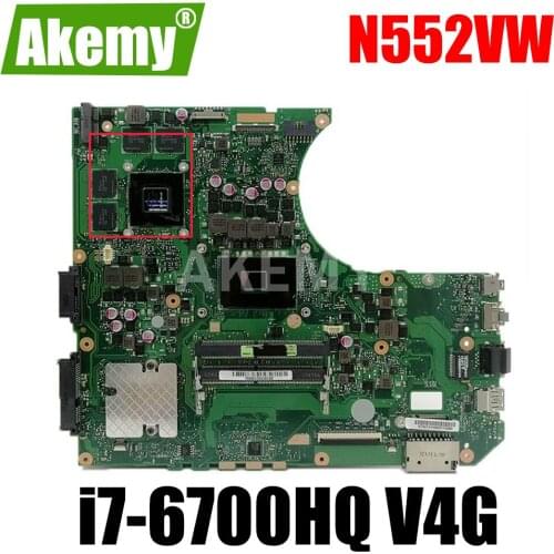 Akemy NEW N552VW Laptop motherboard For Asus N552VX N552VW N552V Test original mainboard i7-6700HQ GTX960M V4G GPU