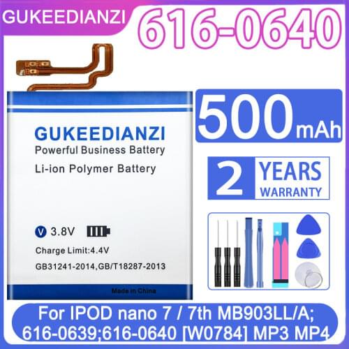 GUKEEDIANZI Battery 616-0640 500mAh For IPOD nano 7 / 7th MB903LL/A;616-0639;616-0640 [W0784] MP3 MP4 nano7