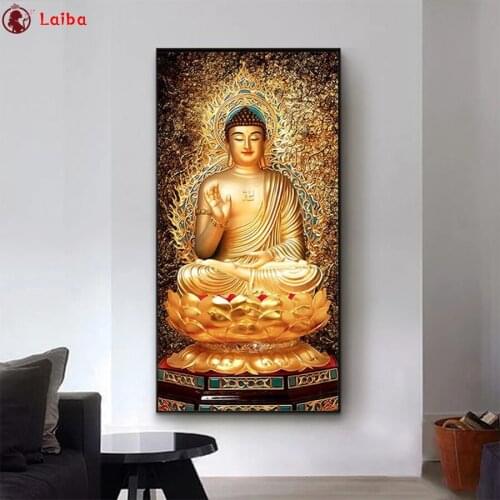 Diamond Painting Abstract religious art, golden Buddha statue Rhinestone 5D DIY Diamond Embroidery,Cross Stitch,diamond Mosaic
