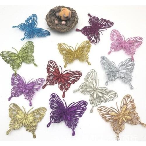 20pcs 10cm Artificial Glitter Butterfly For Flower Arrangement Wedding Christmas Tree Party Home Garden Decoration