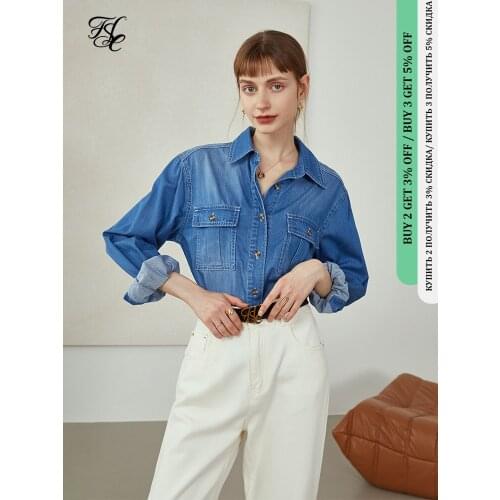Женские джинсовые рубашки FANSILANEN China At AliExpress