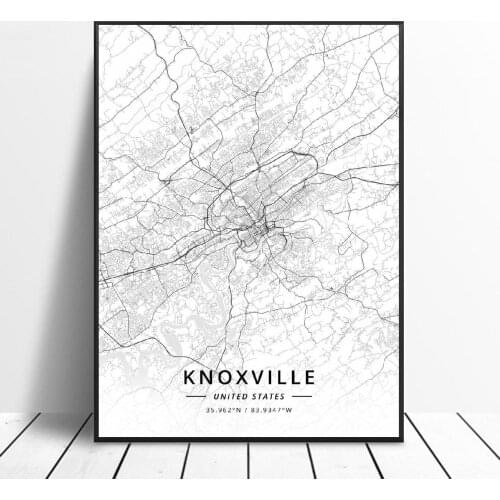 Albuquerque Gatlinburg Knoxville Ontario Reno Wheaton Unitedstates Map Canvas Art Poster