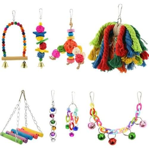 LHXMAS PET TOYS Parrot bite toy Toy bird Parrot bite set 8Set