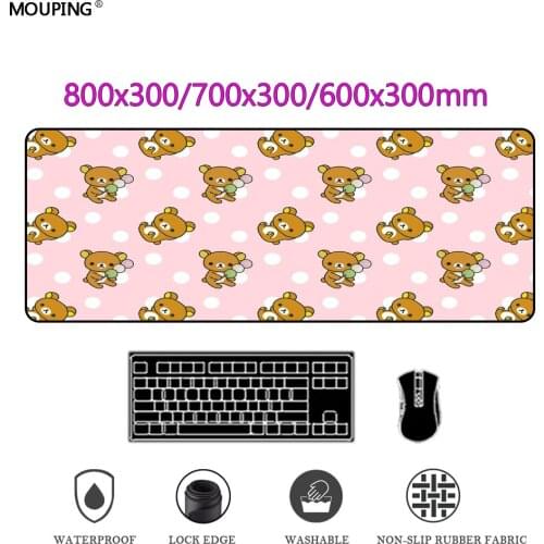 Kawaii Gaming Accessories Bear Pink Mousepad Anime Mouse Pad Gamer Keyboard for Bears Pc Office Tables Cute Carpet DropShipping