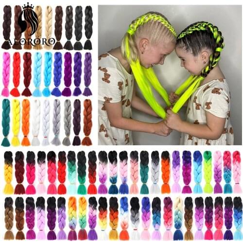 Braiding Hair Extensions African Braids 24 Inches Synthetic Hair for Braids Pink Red Grey Ombre Fake Hair Wholesale Alororo