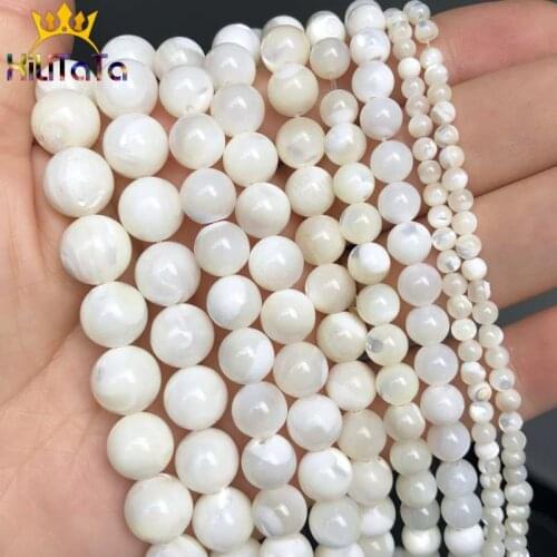 Round White Mother Of Pearl Mop Beads Natural Loose Beads For Jewelry Making DIY Bracelet Necklace 15'' Pick Size 6/8/10mm