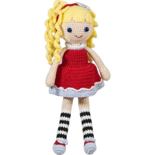 31 cm Teddy Doll Girl Handmade Amigurumi Fiber Stuffed Cute Toy Knit Crochet Doll, High-Quality Cotton Yarn, safe for Babies