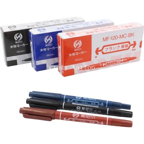 New 30pcs Tattoo Skin Marker Stencil Pen Assorted Tattoo Marking Pen Dual Tip Marker Piercing - Black Blue Red Free shipping