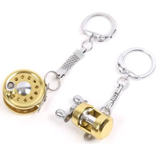 Metal Fishing Reel Keychain Miniature Fishing Gift