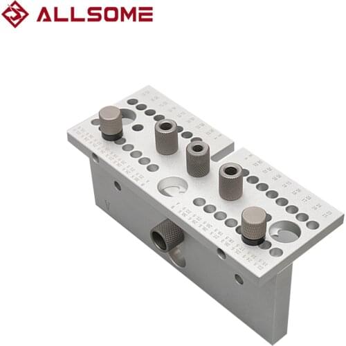 ALLSOME 3 In1 Dowelling Jig Kit 7/8/10/15mm Wood Adjustable Drilling Guide Tenon Puncher Locator DIY Woodworking Tool