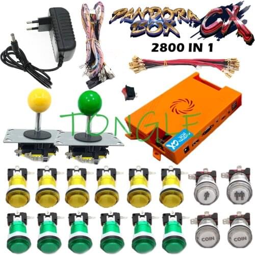 Newest Arcade Cabinet Diy Kit Pandora Box CX 2800 Games in 1 Copy SanWa joystick Led Buttons Diy Stick Kit For 2 Players