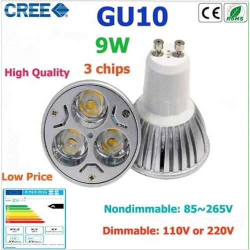 Wholesale Best Quality Ultra Bright CREE GU10 LED Bulb 9W 12W 15W 110V 220V Dimmable Led Spotlight Warm/Cool White Free shipping