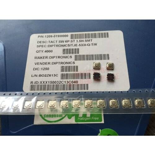 Original new 100% import DIP TJE-533I-Q-T/R touch switch 5.2*5.2*1.5 SMD 4pin