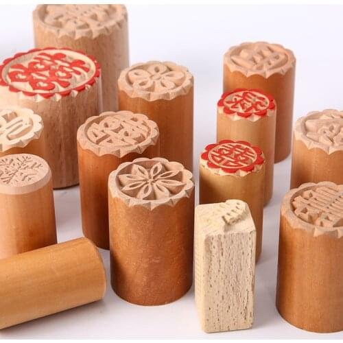 Dessert Seal Stamp Manual Wood DIY Pastry Cake Cookie Moulds Traditional Chinese Moon Cake Mold Bakeware Mold Festival Supplies