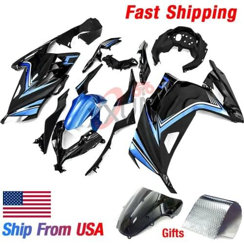 Motorcycle Full Fairing Injection Bodywork Kit for Kawasaki Ninja 300 EX300R EX-300R 2013 2014 2015 2016 2017 2018 Blue Black US
