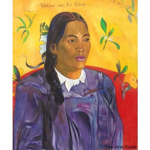 Portrait Woman Painting Vahine No Te Tiare (Woman with a Flower), 1891 by Paul Gauguin Fine Arts Hand Painted