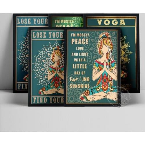 Funny Yoga Poster, Motivational Quote Wall Art, Vintage Namaste Girl Wall Picture, Hippie Meditation Relax Art Prints, Idea Gift