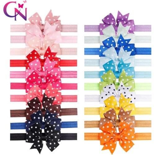 20 Colors 20 Pcs Kids Headband Hairband Elastic Wave Point Bowknot Photography Dots Hair Band For Girl Children Hair Accessories
