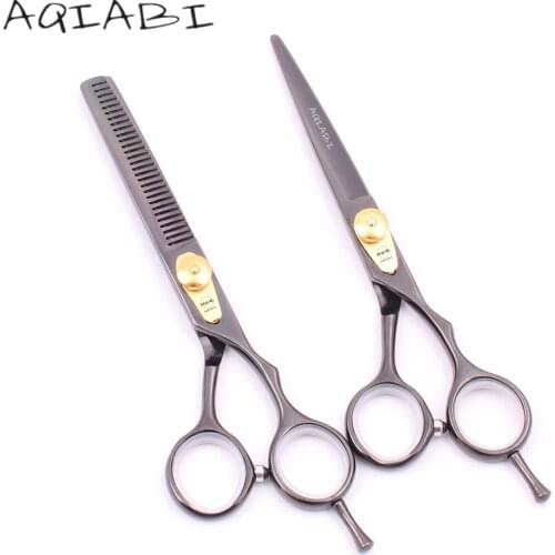 Professional Hairdressing Scissors 6.0" AQIABI JP Steel Black Cutting Scissors Thinning Shears Hair Scissors Barber Shears A1020
