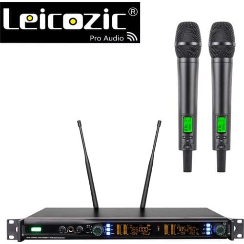 Leicozic Professional Digital Wireless Microphone Handheld Mic 512-588MHz / 740-789MHz True Diversity Wireless Stage Microphone