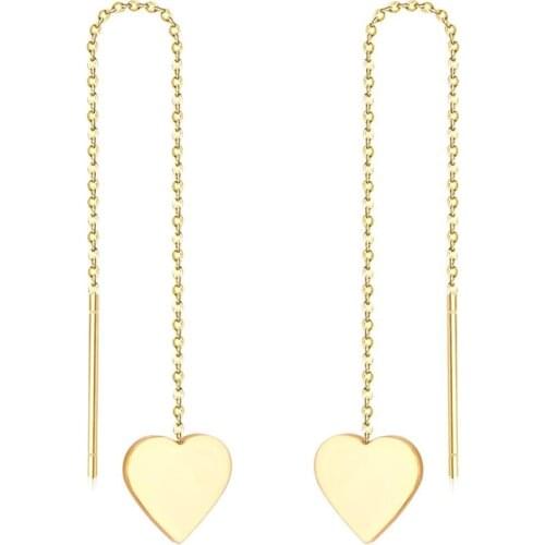 LUXUKISSKIDS Heart Drop Earings 2020 Korean Style Stainless Steel Long Dangle Earrings Fashion Jewelry For Women Gift Brincos