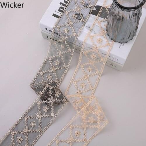 10 Yards/pack Black Beige Embroidery Mesh Lace Trim Sewing Material Lace for Wedding Dress Home Textile Underwear Decoration 8cm