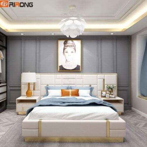 Modern Luxury Italy Design Leather Home Furniture BedRoom Leather Double King Size Bed Furniture