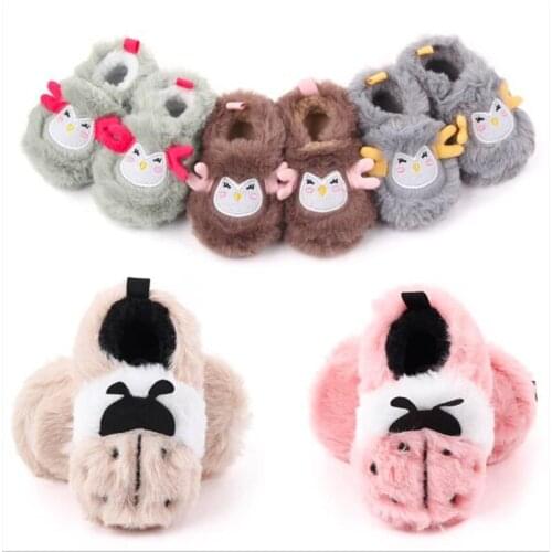Lovely Cartoon Baby Shoes Newborn Soft Slippers Winter Infants Warm First Walkers Antislip Baby Boys Girls Crib Shoes