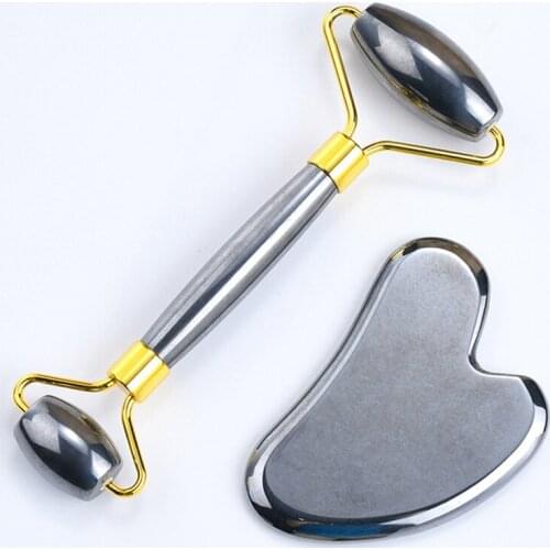 Terahertz Face Gua Sha Crystal Roller Facial Massage Scratch Board Beauty Skin Care Gouache Scraper Guasha Massager Set