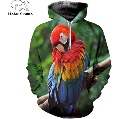 Love Animal Beautiful Parrot 3D Printing Mens Hoodie Fashion Casual Hooded Sweatshirt Street style Autumn Unisex hoodies KJ702