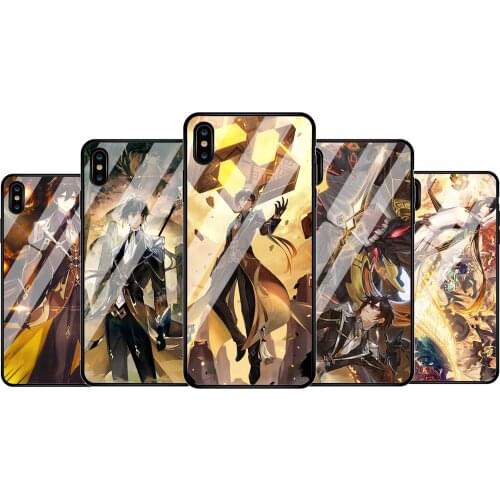Genshin Impact Zhongl Glass Phone Case Cover For iphone X XR XS 11 12 Pro For Samsung Galaxy