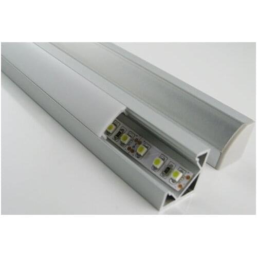 V-Shape Internal Width 12mm Corner Mounting LED Aluminum Channel with Opal Cover End Cap and Clip for Flex/Hard LED Strip Light