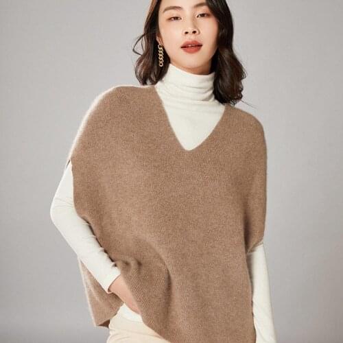 Knitted vest womens pure color simple and versatile V-neck knitted pullover casual sleeveless vest 2021 autumn new sweater vest