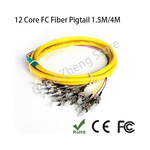 12 Core FC/UPC 1.5M/4M Single Mode SM Pigtail Fiber Optic Pigtai FC Loose Cable