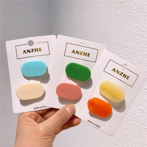 2 Pcs New Korean Kids Hair Accessories Childrens Simple Cute Jelly Color Oval Duckbill Clip Sweet Girl Baby Small Hairpins
