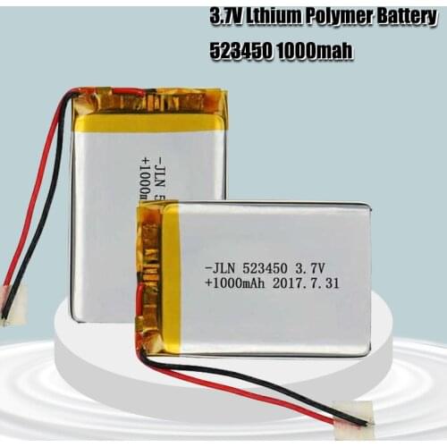 3.7V 1000mAh 523450 Polymer Lithium Rechargeable Battery Li-ion Battery for Smart Phone DVD MP3 MP4 Led Lamp
