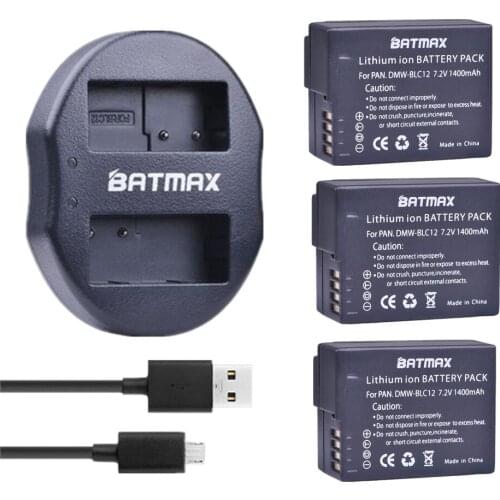 3pcs DMW-BLC12 DMW BLC12 DMWBLC12 Rechargeable Battery Pack+USB Dual Charger for Panasonic DMC GH2 G5 G6 V-LUX4 DMC-GH2 FZ1000