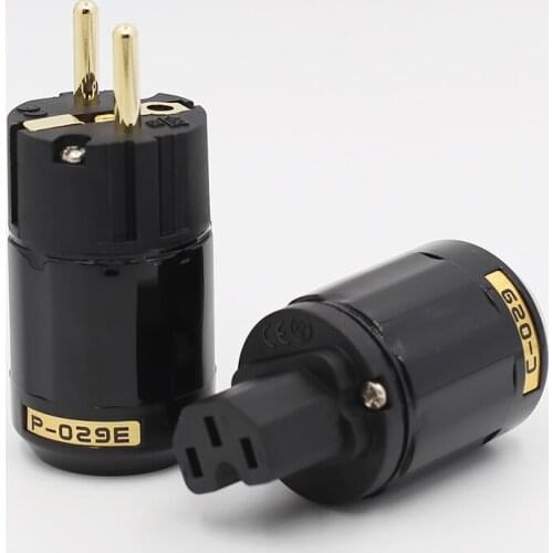 5Pairs P029E+C029 Schuko Power Plug 24k Gold-Plated EU version power plug male female plug