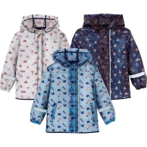90-105cm TPU Raincoat Rainwear For Children Kids Boys Baby Rain Coat Poncho Jacket Waterproof Trench