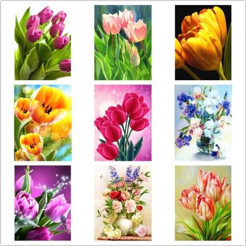 5D DIY Diamond Painting Flower Vase Cross Stitch Kit Full Drill Square Embroidery Mosaic Art Picture With Rhinestones Decor Gift