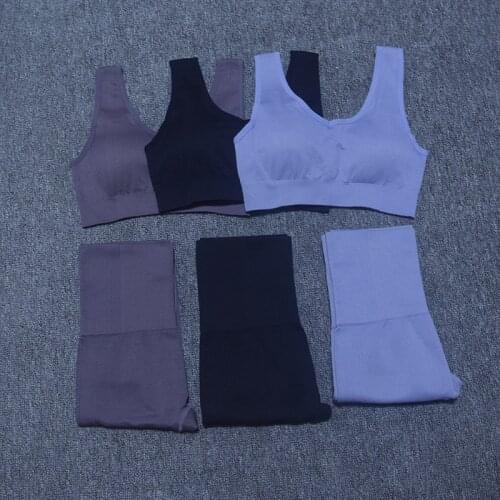 Seamless Gym Clothing Women Sportwear High Waist Leggings Padded Sports Bra 2 Pieces Workout Yoga Set Woman Fitness Sport Suits