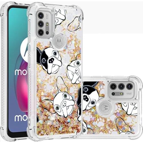 Glitter Love Heart Sequins Quicksand Phone Case For MOTO Edge s G30 10 9 E7 6 G Stylus Play power 2021 Dynamic Liquid Case Cover
