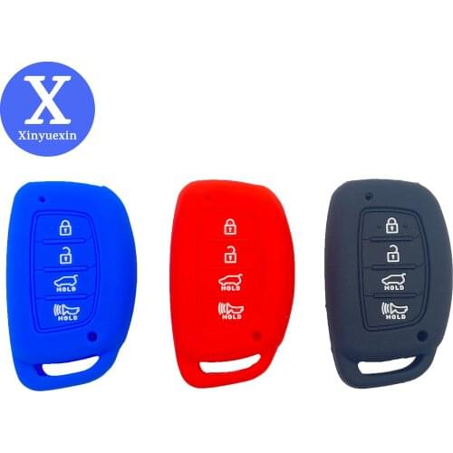 Xinyuexin Silicone Car Key Case Cover Fit for Hyundai IX25 IX35 Verna Sonata Elantra Tucson Auto Protection Shell 4 Buttons
