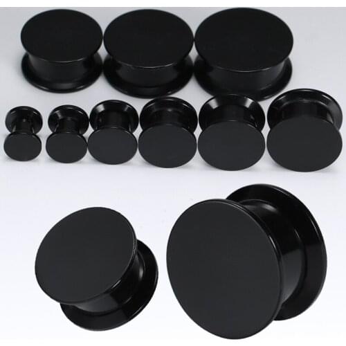 1 Pair Black Acrylic Ear Plugs And Tunnels Gauges Earrings Men Women Expanders Ear Stretcher Body Piercing Jewelry 5-30mm Trendy