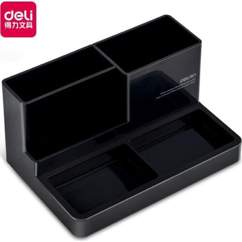 DELI Pen stands pencil container desktop stationery holder rubber box Mutiple purpose plastic lager capacity pen holders