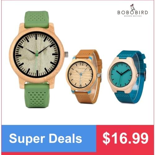 Wood Watches Men Women Universal Bamboo Watch on Promotion Wooden Leather Quartz Wristwatch часы женские Great Gift BOBO BIRD