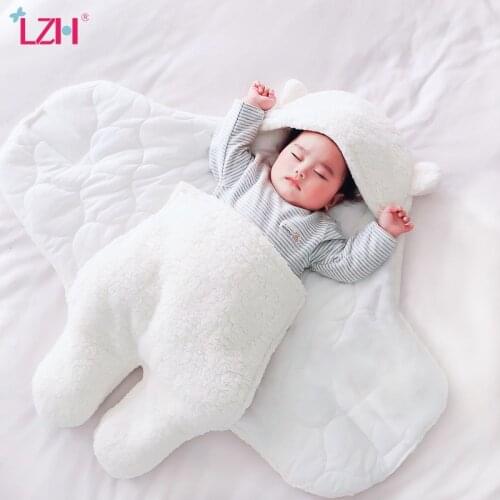 LZH Baby Sleeping Bag Autumn Kids Newborn Quilt Infant Sleepsack Sleeping Bag For Baby Boys Girls Hooded Wrap Swaddling Blanket