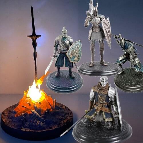 Gecco Dark Souls Figure Black Faraam Knight Bonfire Sword The Abysswalker Action Figures Crystal Lizard LIT Light-up Collection