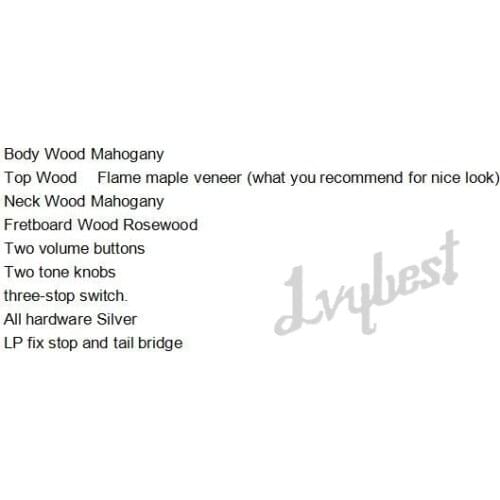 Electric guitar lvybest customized build in specs,mahognay body,flame veneer,maple neck,color like image,chrome parts,free ship