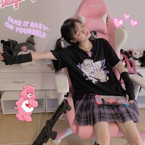 T-shirt women Summer tee girl tops Goth Kawaii рубашка женская accessory album brandy Harajuku style cartoon cute Anime print